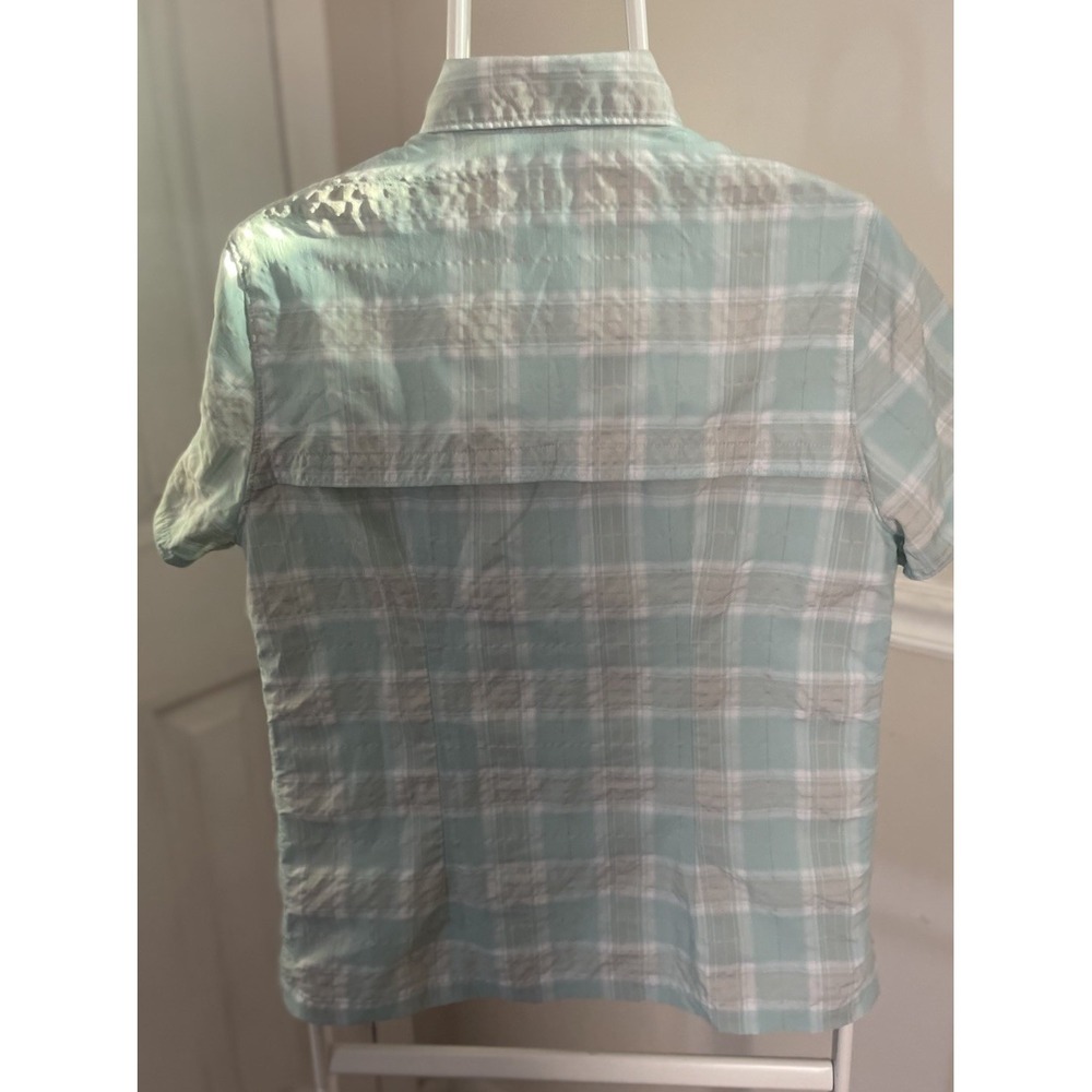 LL Bean Tropicwear Shirt Women's Sm Short Sleeve Fishing Vented Green Plaid - Picture 2 of 7